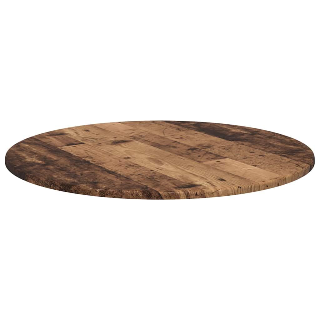 Plateau de table rond pour l'extérieur - Aspect bois recyclé - Résistant aux intempéries - 1,5 cm d'épaisseur - Design moderne et durable - Plateau de table de jardin de rechange pour terrasse