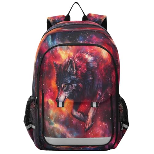 Sac à dos loup ciel étoilé pour enfant du primaire au collège durable
