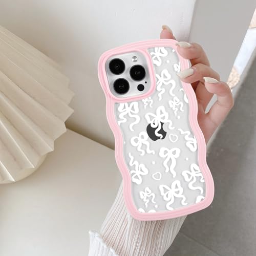 Design de noeud coque iPhone 14 Pro Max protection silicone fille blanc