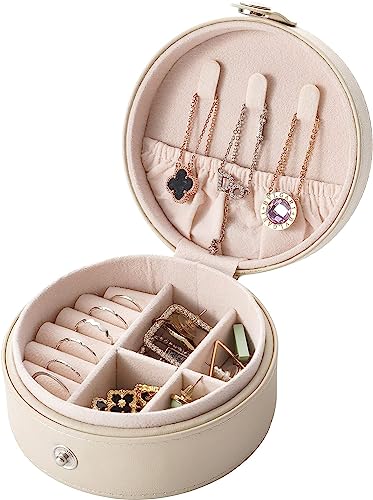 BucketList® Small Jewelry Box, Mini Jewellery Organizer Travel Jewelry Case Portable Jewelry Storage Box for Women and Girls Earring Rings Necklace Bracelets Accessories (Gold)