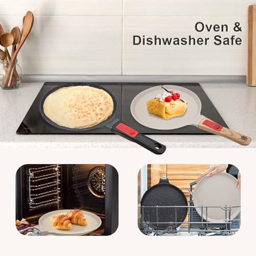 RANXINGST Crepe Pfanne 20 cm mit Abnehmbarer Griff - Palatschinken Pfanne mit Teigverteiler - Antihaftbeschichtung - Induktion - Schwarz – Bild 6