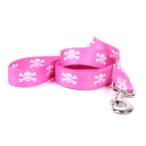 Image of Yellow Dog Design Standard Lead, Pink Skulls 3 /4 inch x 60 inch (5 ft.)