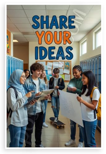 Poster de motivation Share Your Ideas de qualité supérieure fabriqué aux États-Unis