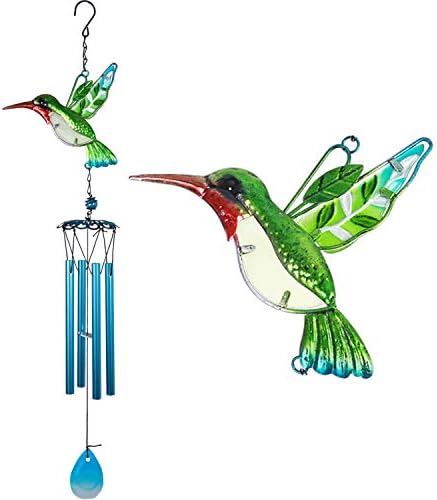 xxschy 30 Inch Hummingbird Wind Chime Indoor/Outdoor - Waterproof 4 Blue Aluminum Tube Handmade Metal Music Wind Chime, Mobile Romantic Wind-Bell for Home, Party, Festival Decor, Garden Decoration