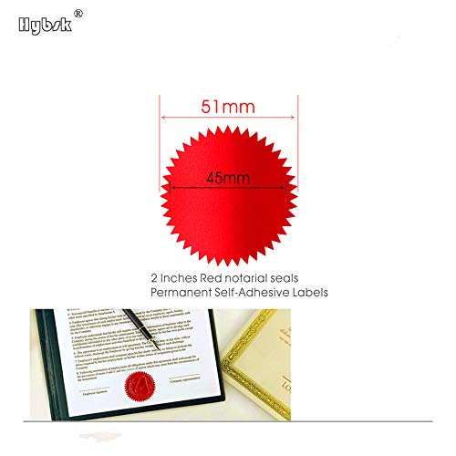 Hybsk 300Pcs 2 Inch Bright Red Metallic Certificate Sealing Labels With Serrated Edge Awards Legal Embossing Stickers (Bright Red) #TOP4