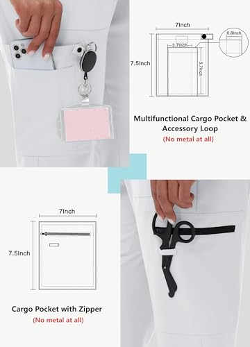 Image of MIVEI High Waisted Jogger Style Scrub Pants for Women - 8 Pockets Medical Bottoms Tapered Yoga Waistband Ribbed Ankle Cuffs