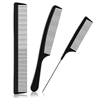 URAQT Kit Haarkamm - 3pcs Professioneller Friseur und Barbier Haarstyling Salon Kamm - Hitzebeständiger Antistatischer Nadelstielkamm aus Carbon für Männer und Frauen