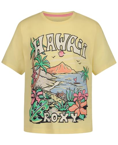 Roxy Girls Short Sleeve Oversized Fit Logo Tee Crew Neck Graphic T-Shirt Soft & Comfortable Golden Hawaii M8/10