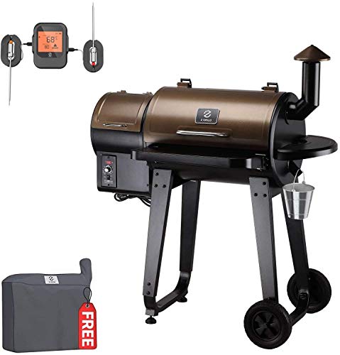 Z GRILLS ZPG-450APRO 2021 Upgrade Wood Pellet Grill & Smoker 8 in 1 BBQ Grill Auto Temperature Control, 450 Sq in Bronze