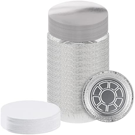 PARTY BARGAINS [40 pack 7 Inch Round Heavy Duty Disposable Aluminum Pans with Board Lids. For Baking, Roasting. BBQ, Perfect in kitchen, for Takeout Food, Catering, Picnic, Camping