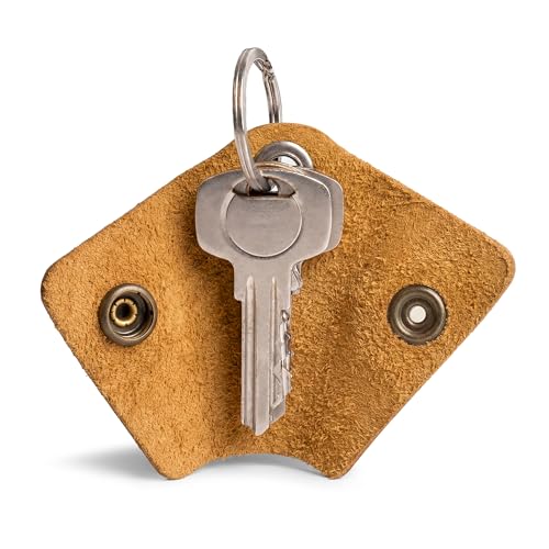 Image of Hide & Drink Full Grain Leather Wrap Keychain, Organizer Snap Closure, Key Ring Cover, Silencer Sleeve Key Holder for Men