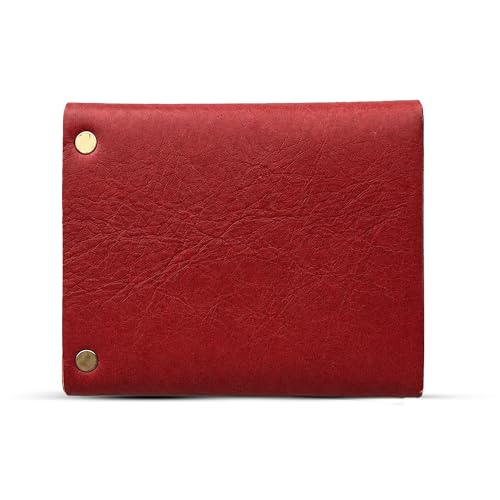 Image of STRUTT Crushed Finish Genuine Leather Batua Wallet for Men & Women | Handcrafted Wine Red Leather Cash & Card Holder | Snap Button Closure | Compact Ethnic Money Pouch