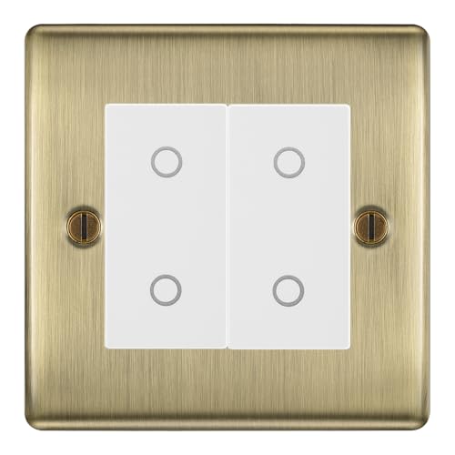 BG Nexus Antique Brass Double Secondary Touch Dimmer Switch - White Insert