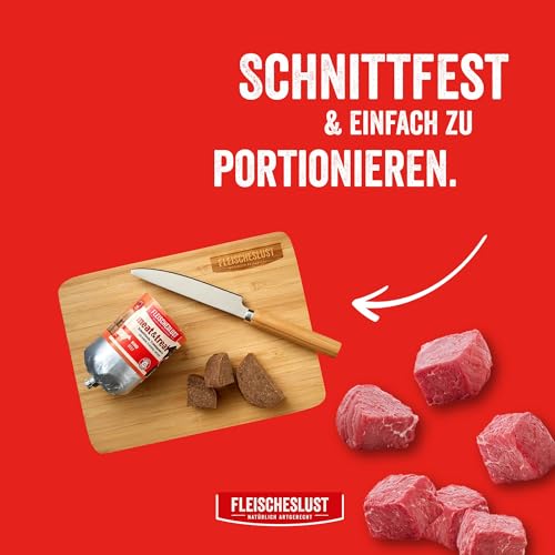 Fleischeslust Hundewurst, Meat&Treat Rind (15x200g), schnittfeste Trainingswurst, Hundefutter für ausgewachsene Hunde