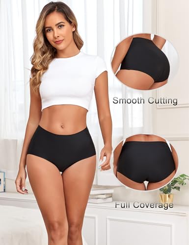 Seamless High Waist Underwear for Women No Show Panties Invisible Briefs Full Coverage Womens Underwear Pack2