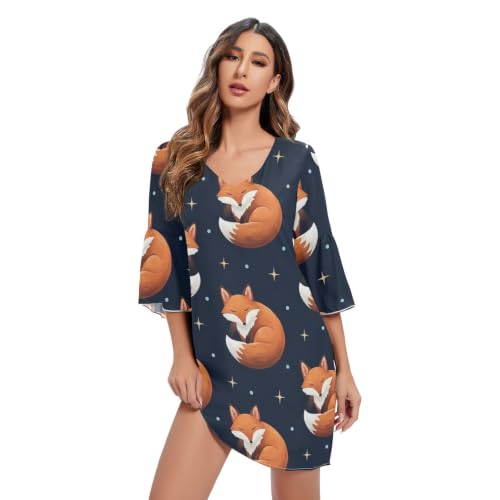 Robe d'été courte imprimée au motif exclusif bleu marine
