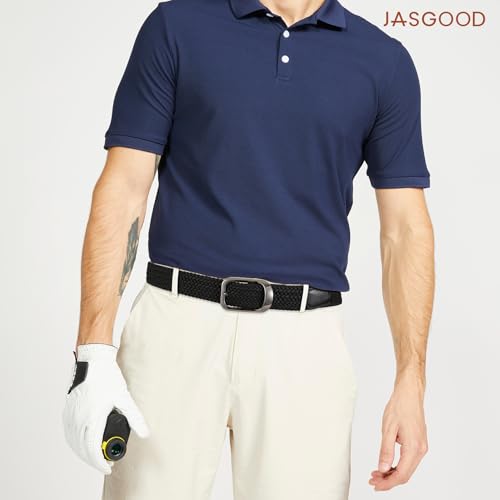 Image of JASGOOD Stretch Belt for Men, Men Women Elastic Woven Braided Belt 1 3 /8 Casual Belt Golf Belt for Jeans Pants