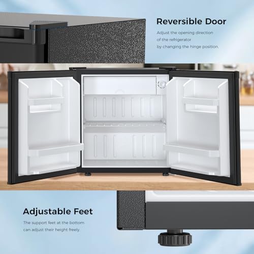 Antarctic Star Compact Refrigerator Mini Fridge with Freezer, Single Reversible Door, Dorm Fridge, Wire Shelf, Defrost Button, for Bedroom, Office, kitchen, 1.7 Cu. Ft, Black on Fridge.com