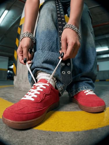 Image of Bacca Bucci Zest Women's Low-Top Walking Sneakers with Suede-Look Upper, Lace-Up Closure, Padded Collar, Perforated Toe Detail, Gum Grip Outsole, Casual Streetwear Shoes