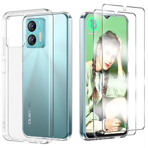 DYSu Custodia per Oukitel WP12 Pro (5.50 pollici) Cover, Protettiva Cover Protezione Case Morbido Silicone trasparente+Black Gel TPU Slim Bumper Coperchio .2Pack