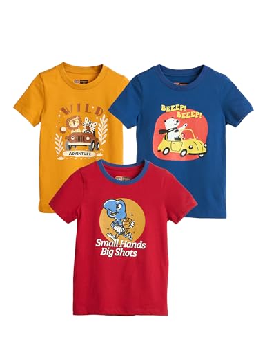 Image of Amazon Brand - Symbol Boys 100% Cotton Graphic Printed Half Sleeves T-Shirt | Age 2-6 Years (Available in Combo Pack of 3 and 5)