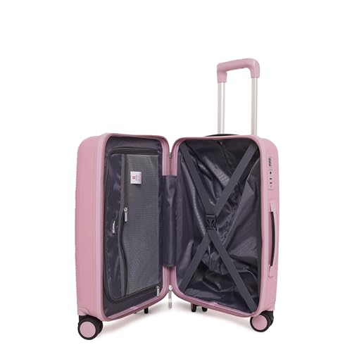 Image of SWISS MILITARY Maze Hard Top Black Polypropylene (PP) Luggage Trolley Bag with TSA-Lock & Body Coloured 360 Degree Rotatable 8-Wheels,Color -Peach,24 Inch