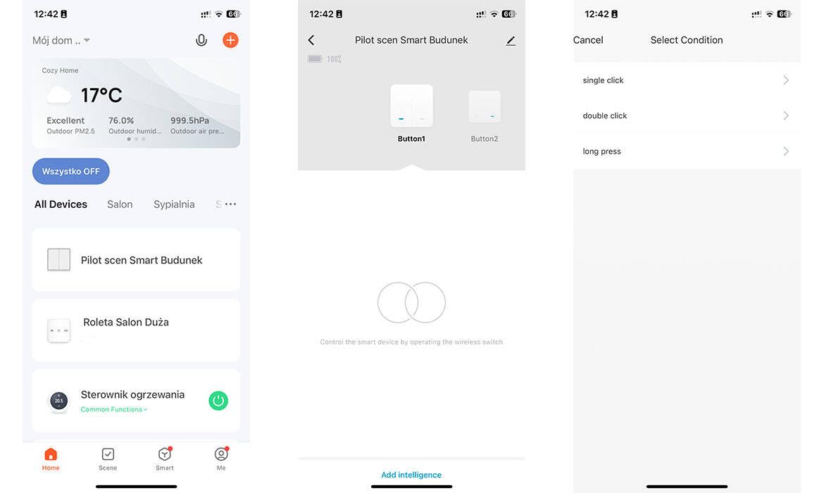 Sone Smart One Botón ZigBee 3.0 inalámbrico Tuya interruptor escena 3