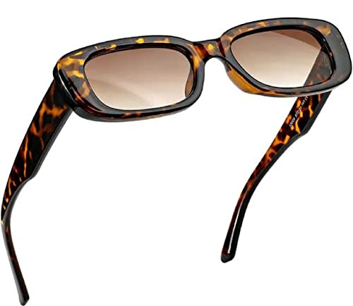 Image of Sunwear Rectanglular Sunglasses for Women Retro Driving Sunlgasses Vintage Fashion Narrow Square Frame Leopard