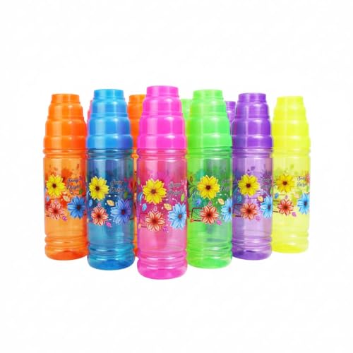 Image of RED WIND Unbreakable 1 Litre Floral Print Water Bottles | Pack of 3 | Multicolor | Leakproof Screw Cap | BPA-Free | Bottles for Fridge, Gym, Home, Office, School and Travel