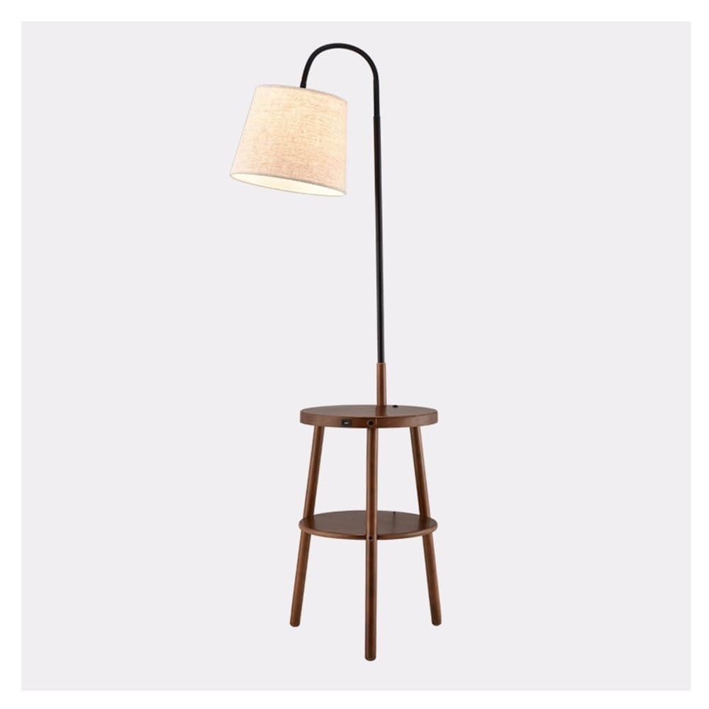 Jian1004 Floor Lamp, Modern Arc Floor Lamp with Wood Tray Table,Standing Shelf for Living Room(Brown)