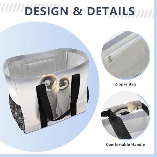 Cute Penguins Large Beach Bag Waterproof Beach Tote Bags for Women Travel Gym Pool4