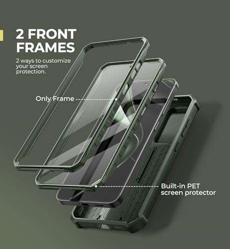Image of Dexnor for Samsung Galaxy S25 Plus Case with Built-in Slide Camera Cover & Screen Protector & Kickstand,Heavy-Duty Shockproof Rugged Case Full-Body Bumper Cover for Galaxy S25 Plus(2025),Army Green