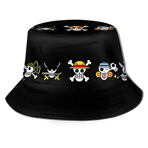 MZINGOSE One Piece Straw Hat Pirates Monkey D. Luffy Bucket Safari Hat for Men & Women, Pattern Uv Protection Breathable Summer Cooling Hat for Gardening Fishing,Travel & Boating
