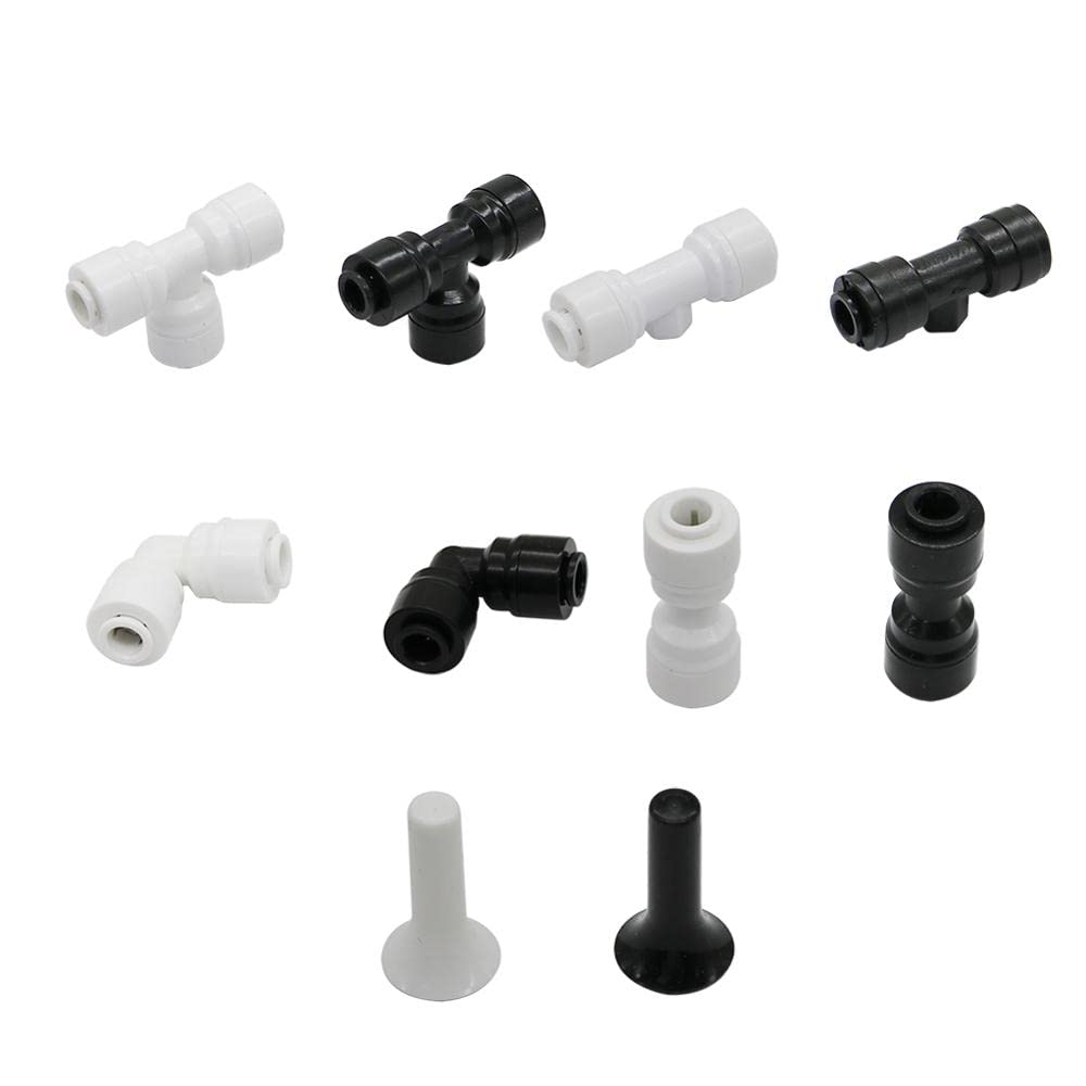 Złącze Qinlu 1/10.2 cm 6,35 mm złącze grodziowe trójnik łokieć akwarium szybkie sprzęgło system wodny plastikowe złączki rurowe, trwałość (11)