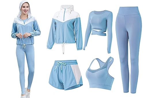 ZETIY Sport Set Damen Trainingsanzug Yoga Kleidung Anzug 5er-Set...