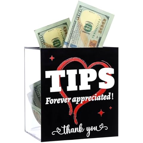 craftshou Tip Jar Acrylic Tip Box 6x4x5 Inch Plastic Tip Jar Tip Collection Box Donation Suggestion Ballot Box Money Storage Container for Bartender Musicians Restaurant Band Bar Tip Jar Cover