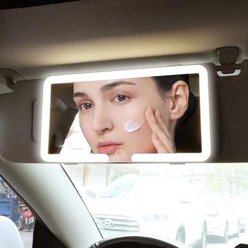 Image of LED Vanity Mirror With 3 Light Modes Dimmable Touch Control Makeup Mirror USB Charging Portable Travel Car Interior Accessory