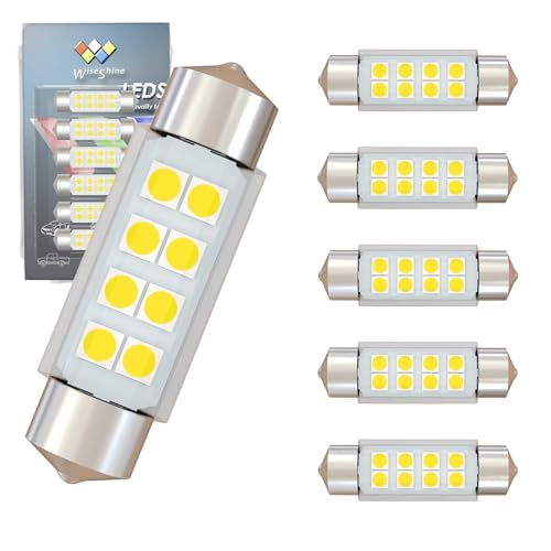 WiseShine DC 12V 36mm 6418 LED �d�� �i�`�������z���C�g �X�[�p�[�u���C�g 6411 C5W DE3425 �����ԗp �}�b�v �J�[�S ��V�X�e�b�v ���C�g (6��)