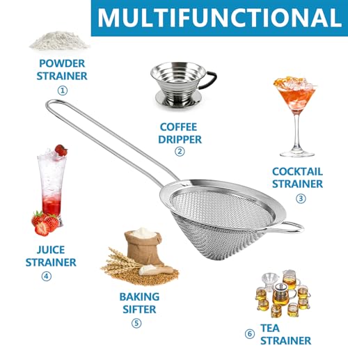 Fine Mesh Strainer For Bar -Stainless Steel Conical Strainer For Cocktail Drink Bar Strainers Bartender Bar Tool, 4 Inch, CTSN0010 (9 pcs) by LINALL - Image 3