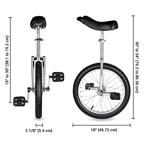 Image of AW 16 /18 /20 /24 Inch Wheel Outdoor Unicycle Adjustable Seat Exercise Bicycle | Fit Adults Kids Outdoor Sports Fitness Exercise, Various colors For Choice