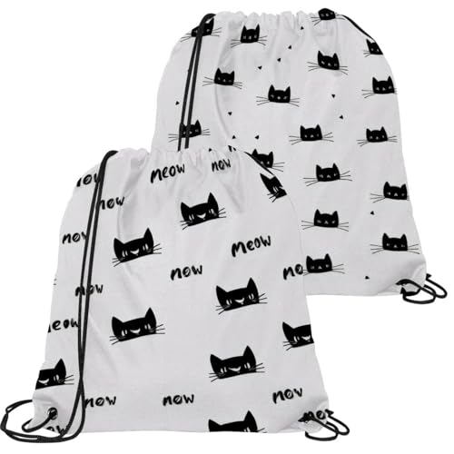 Cordon sac pour femmes et hommes miaou imperméable pliable lot de 2