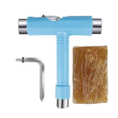 Geelife Skateboard Tool and Cleaner All-in-one Multi-Functional T Skate Tool, Allen Key and Grip Tape Eraser (Blue)