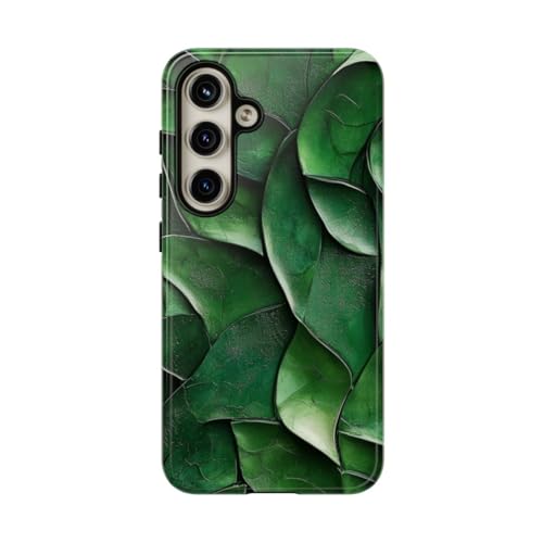 Coque rigide Samsung S24 texture feuille sculptée verte contre les rayures