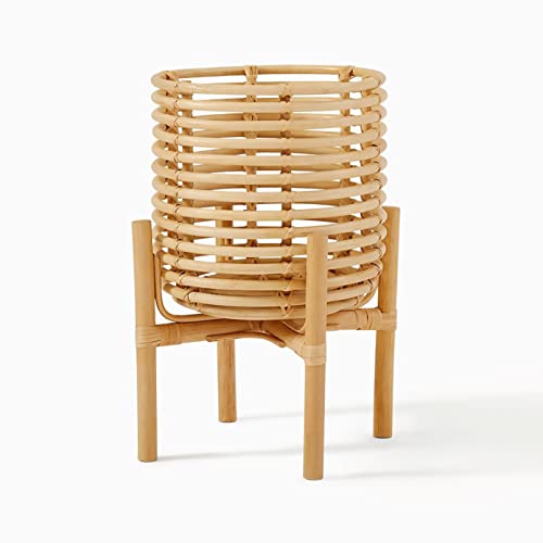 Image of handmade Plant Stand| Flower Pot Stand for Living Room | Indoor Plant stand| Plant Holder (Rattan)(20 Inches (H) x 14.5 Inches (W) x 14.5 Inches