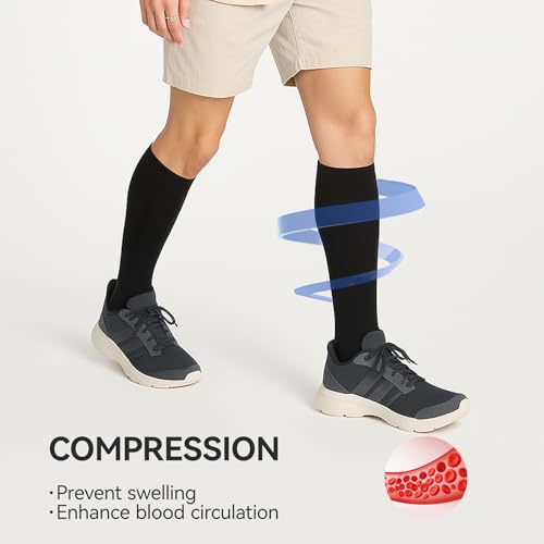 3 Pairs Knee High Cotton Support Compression Socks for Women & Men – Soft Stretch Fit, Breathable for Work Jogging2
