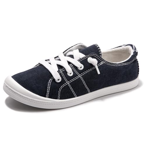 Image of Womens Slip On Shoes, Canvas Low Top Sneakers, Casual Classic Flat Shoes | Comfort Fashion Sneaker with Non Slip Rubber Outsole, Lightweight Tennis Shoes for Walking, Shopping, Picnic, Travel