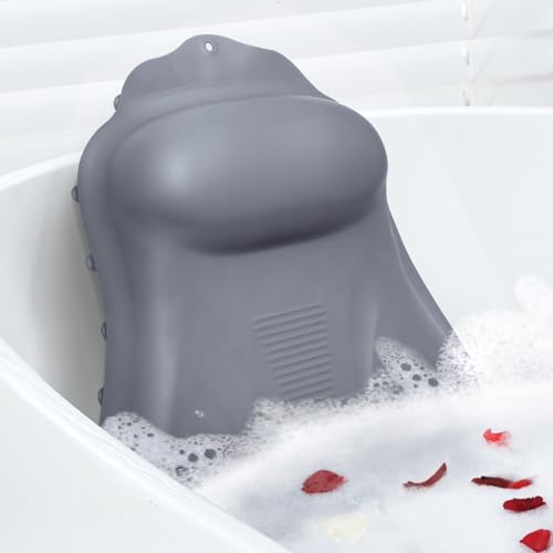 Goowin Bath Pillows for Tub, New Generation Skin-Friendly Silicone Bath Pillow, Luxury Bathtub Pillow for Head and Neck, Powerful Suction Tub Pillow f