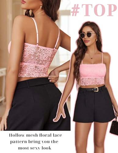 Image of Avidlove Bralettes for Women Lace Spaghetti Strap Tank Top Tube Slim Basic Camisole
