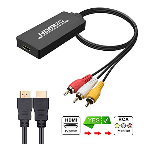 HDMI to RCA, HDMI to AV Converter, 1080P HDMI to 3RCA CVBs Composite