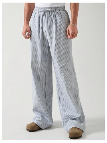 OYOANGLE Men's Striped Print Drawstring Pants Lightweight Beach Yoga Trouser Vacation Slacks Pants3